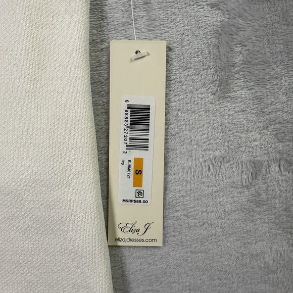 Eliza J White Tank Top Size Small White Wave Ruffle Hem *Flaws Formal Stretch - Picture 13 of 16